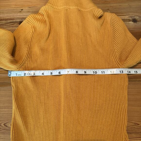 Boston Proper Sz Small Ribbed Full Zip Knit Sweater “Golden Glow” Cardigan EUC - Picture 9 of 11